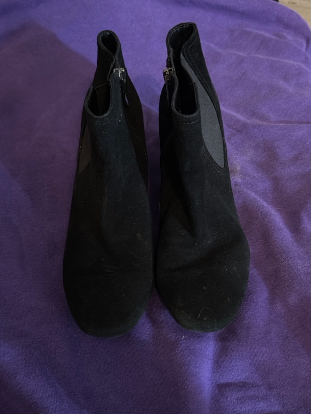 REVOLVE Black Suede Ankle Booties with Side Zip